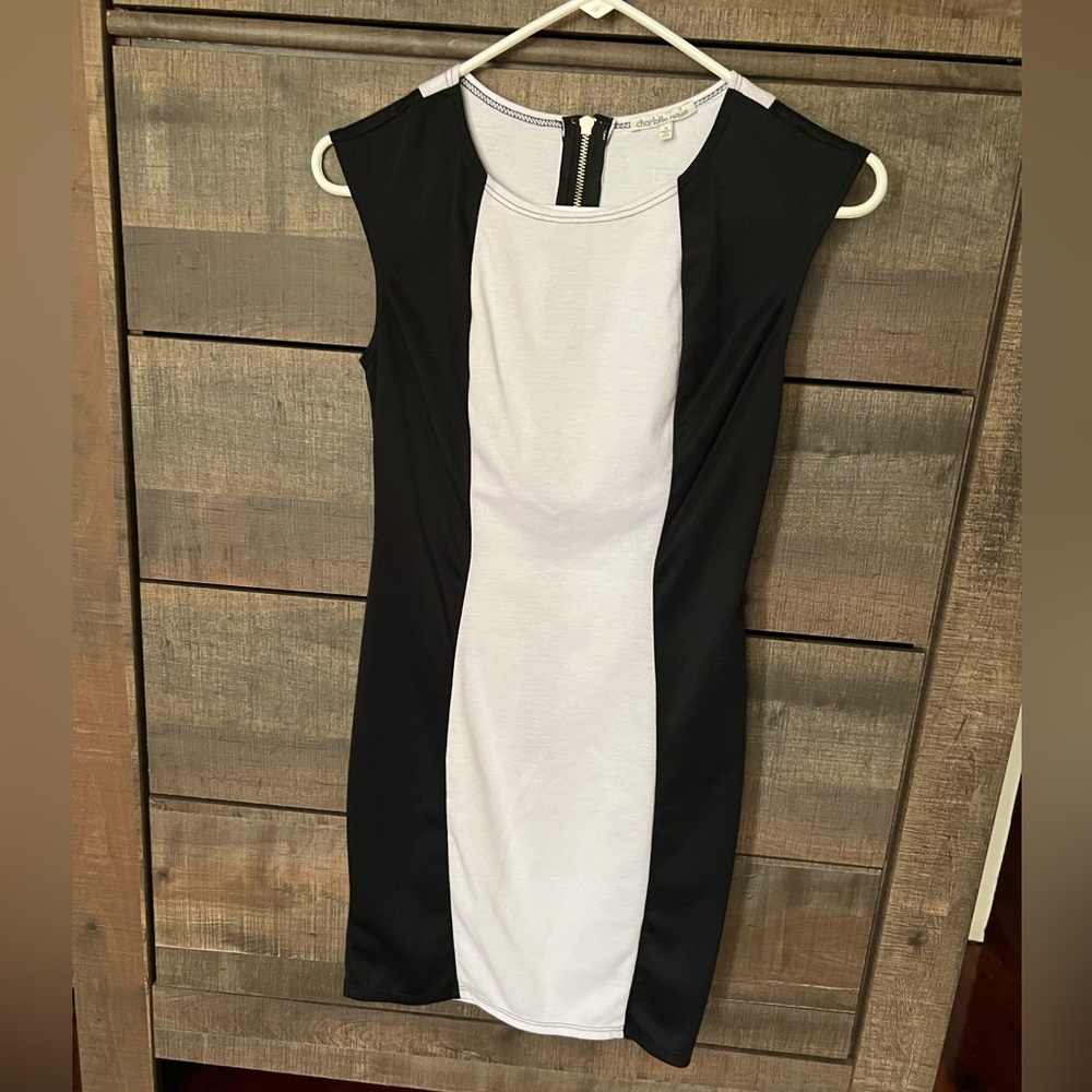 Slimming color block dress, Y2K dress, Charlotte Russe business dress, size sm